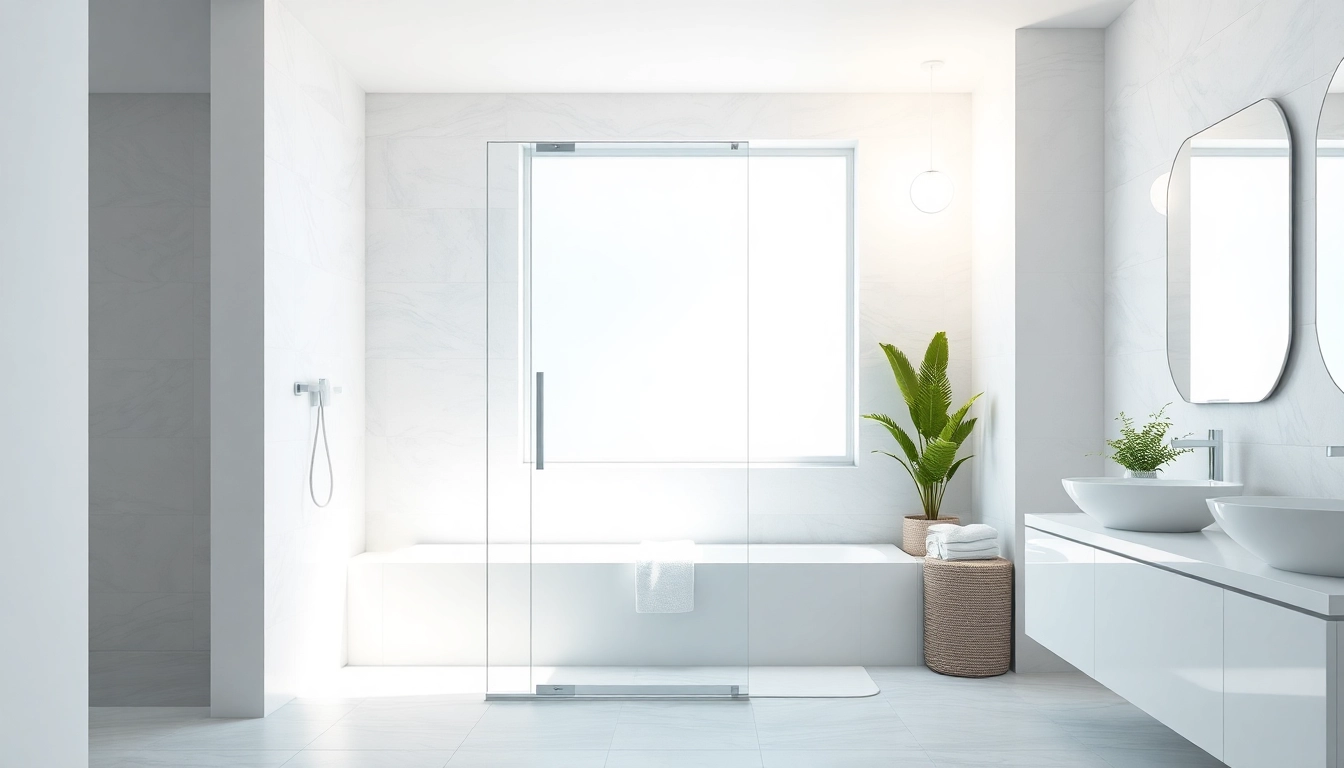 Modern shower screen door showcased in a stylish bathroom, reflecting natural light elegantly.