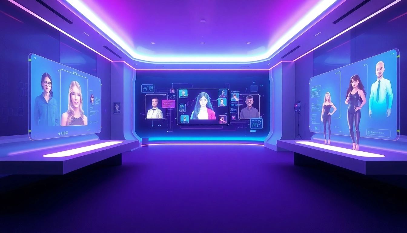 Engaging scene demonstrating free nsfw ai chatbot interactions with vibrant colors and futuristic design.