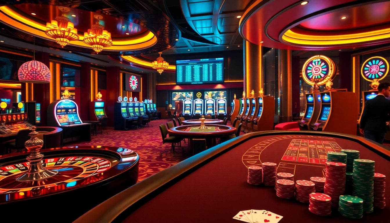 The hidden wiki current status showcased in a lively casino setting with poker tables and chips.