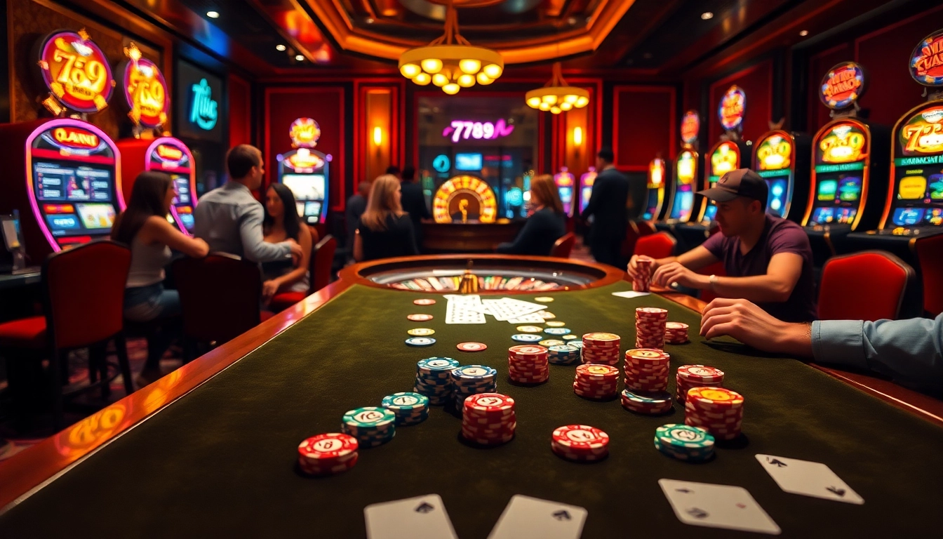 Engaged gamblers enjoying the luxurious atmosphere of the 789 club casino.