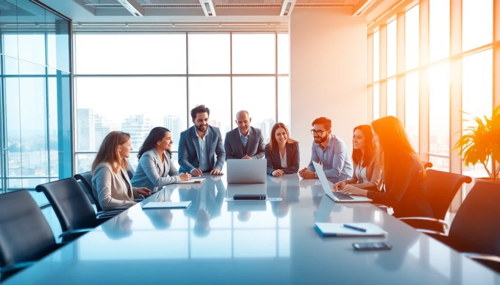 Illustration of where to find sales reps looking for new opportunities in a modern meeting setting.