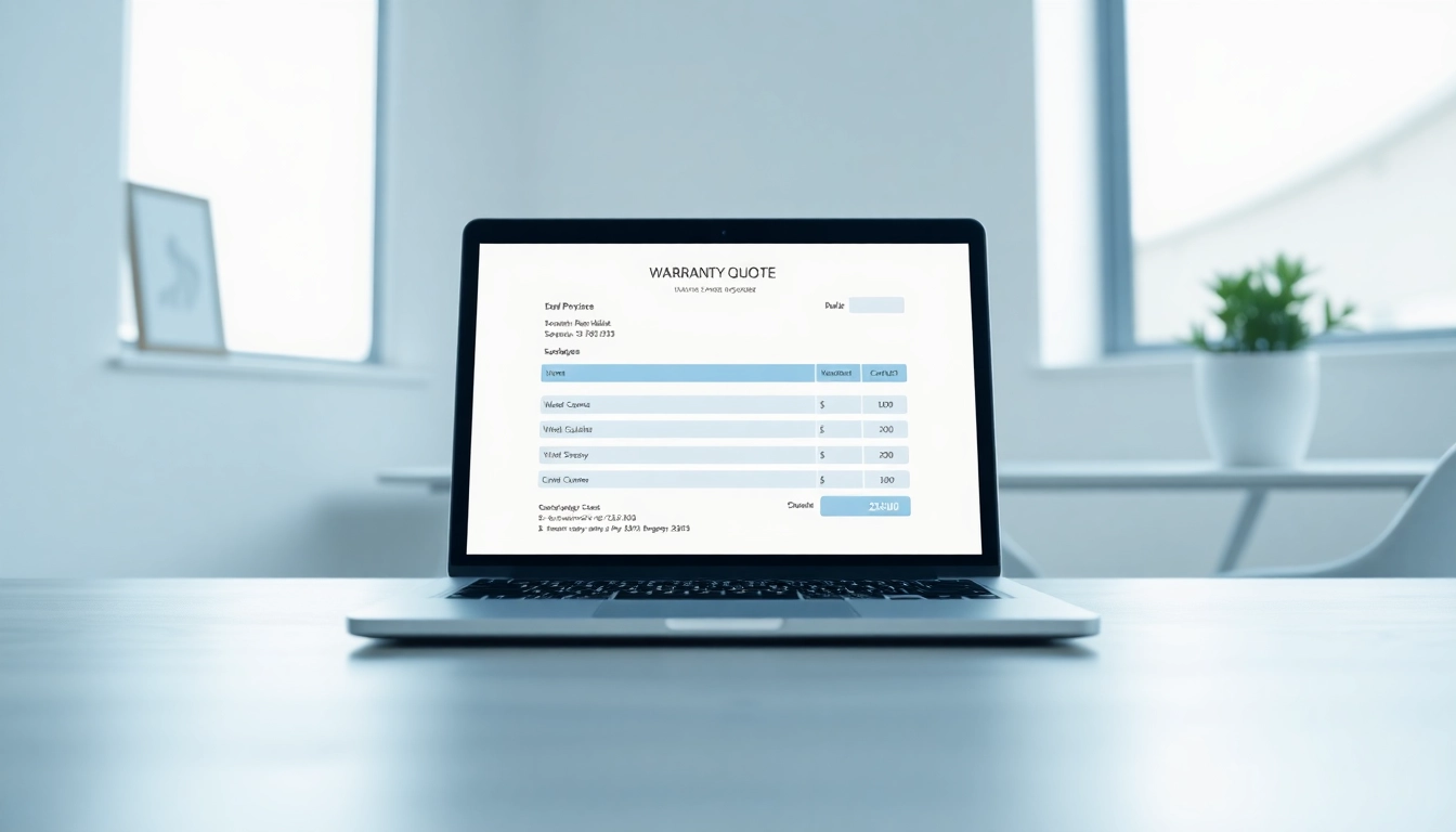 Generate an online warranty quote seamlessly with a modern laptop in a professional setting.
