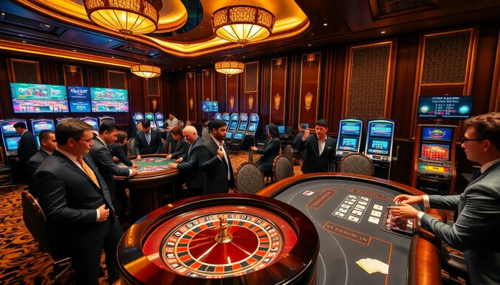 Experience sbobet betting action at an exciting casino with vibrant roulette and blackjack tables.