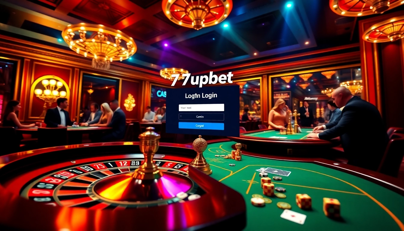 Experience the thrill of gambling with the 7upbet login interface at a luxurious casino.