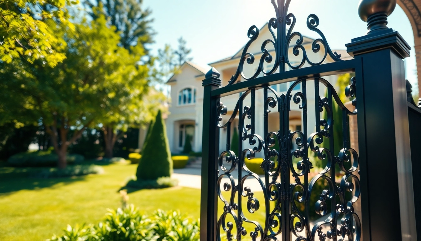 Custom steel gates enhancing the elegance of a home garden with intricate designs.
