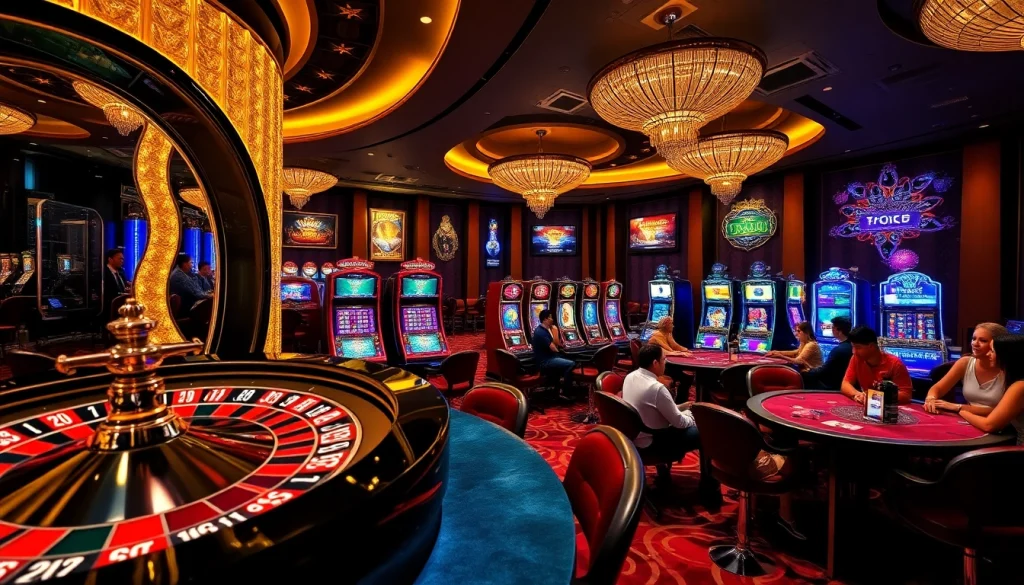 Experience Gopay88 Daftar with vibrant casino gaming elements, slot machines, and enthusiastic players.
