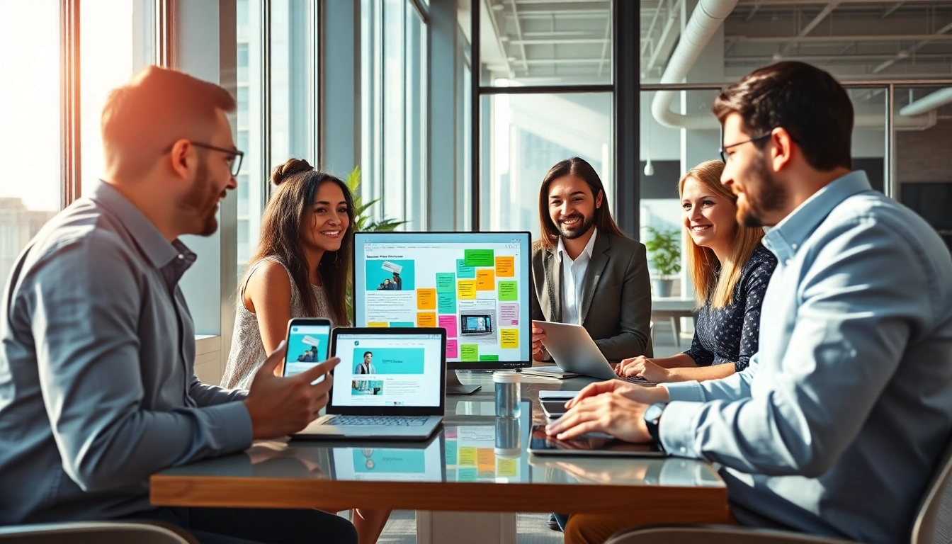 Responsive web design NYC showcased in a vibrant NYC office with diverse designers collaborating.