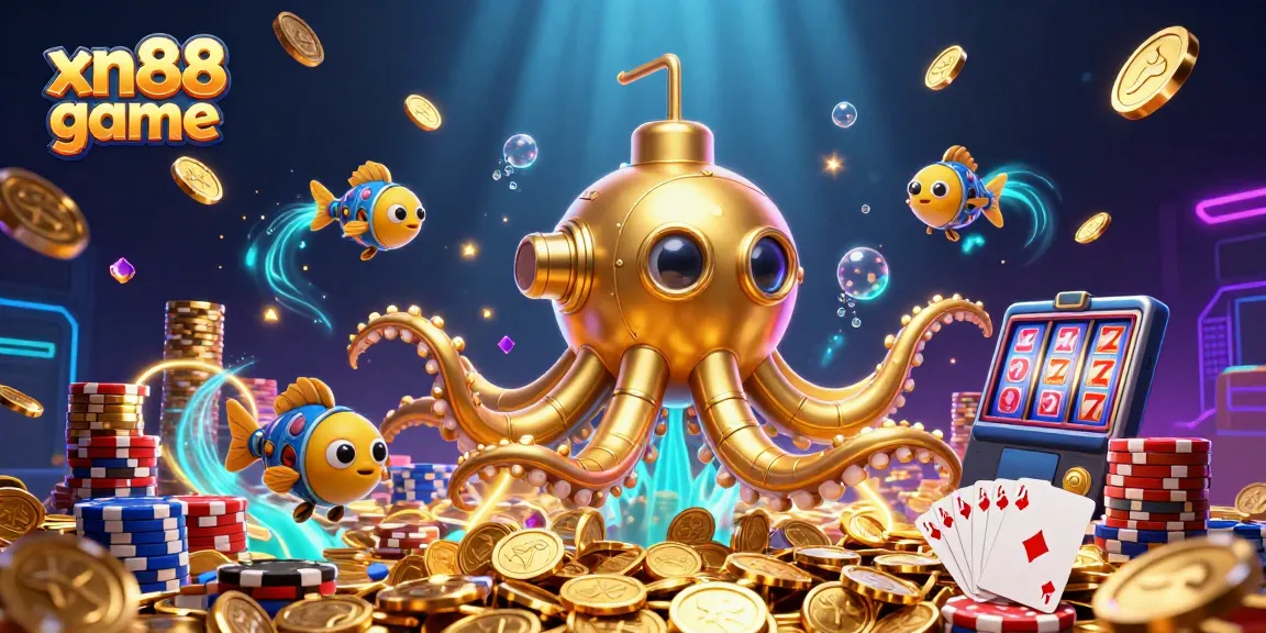 Experience thrilling xn88 game action with a vibrant underwater casino scene full of coins and excitement.