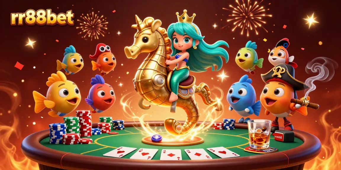 Experience the thrill of rr88bet with a vibrant casino scene featuring a mermaid princess and poker elements.